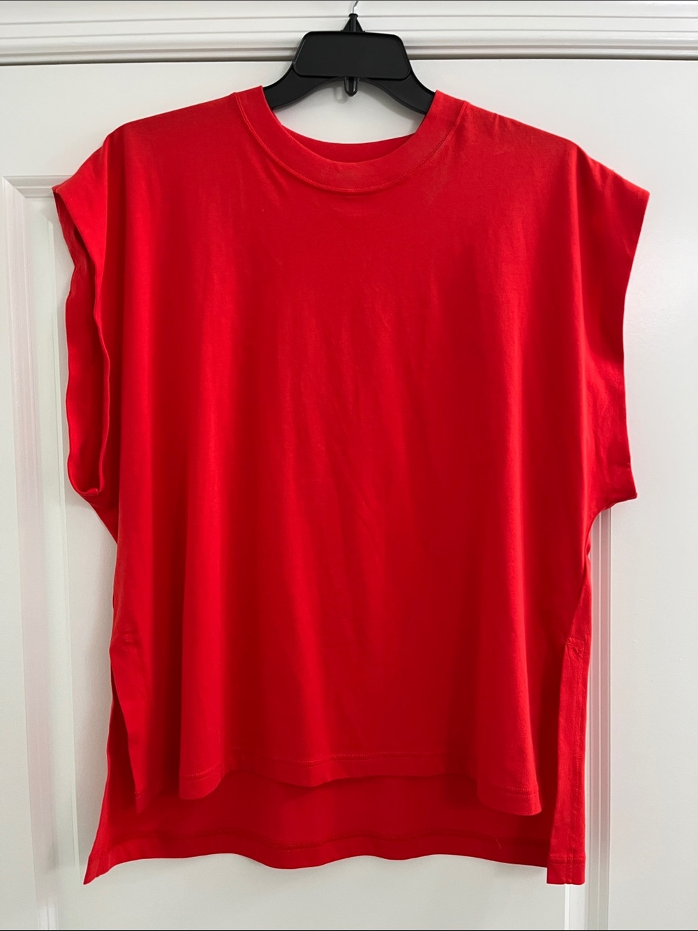 Athleta Red Short-Sleeve Relaxed Crew Tee. High-low design